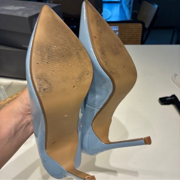 Express Sky Blue Patent Leather Pointy Stiletto Heels Sz 9 - Picture 8 of 8